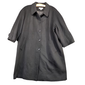 Jonathan Michael Women's Button-Up Trench Coat Black Plus 22W Lambs Wool